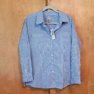 Chico's Size 3 Long Sleeve Striped Button Front shirt.